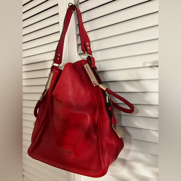 ⛱️ Jil Sander Red Leather Women's Bag A++ Condition - Picture 4 of 12